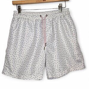 Allfenix‎ Swim Trunks Men's Speck Dot Pattern Bathing Suit Lined Drawstring M